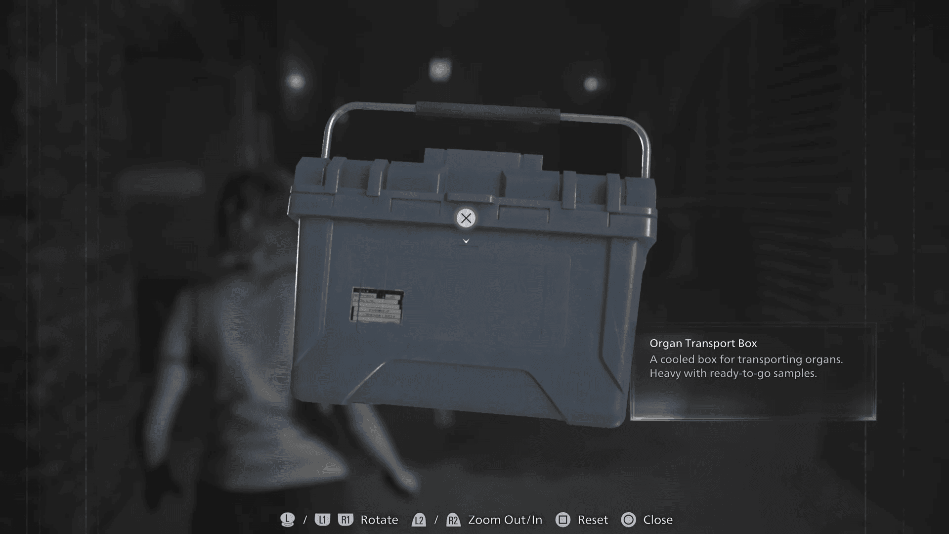 Organ Transport Box item used for the organ transport box solution in Resident Evil Requiem